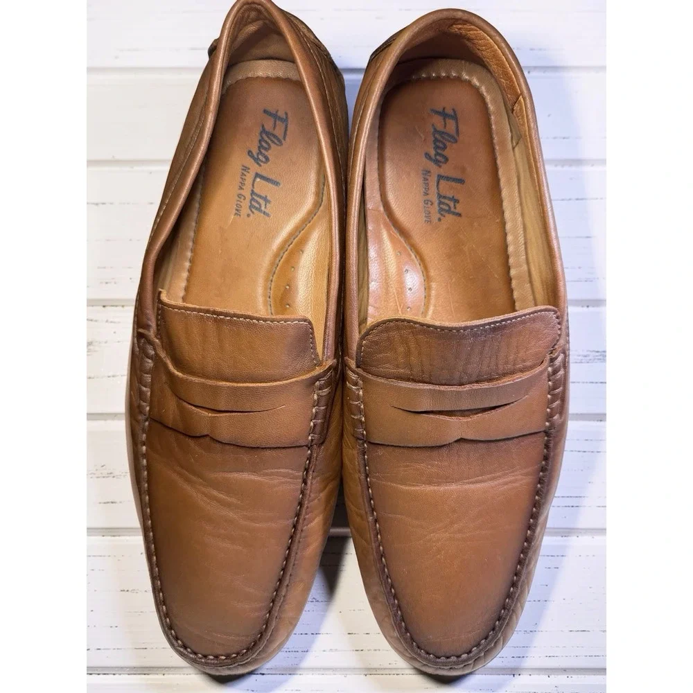 Flag Ltd. Nappa Glove Tan Leather Men's Loafer Size 10